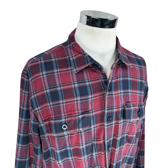 LL Bean Fleece Lined Flannel Shirt Men's XL Blue Red Plaid Long Sleeve Button Up - Picture 2 of 10
